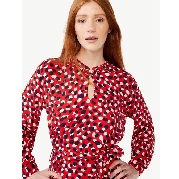 Free Assembly Red Dot Tiered Belted Mini Dress Size XS NWT - Picture 2 of 11